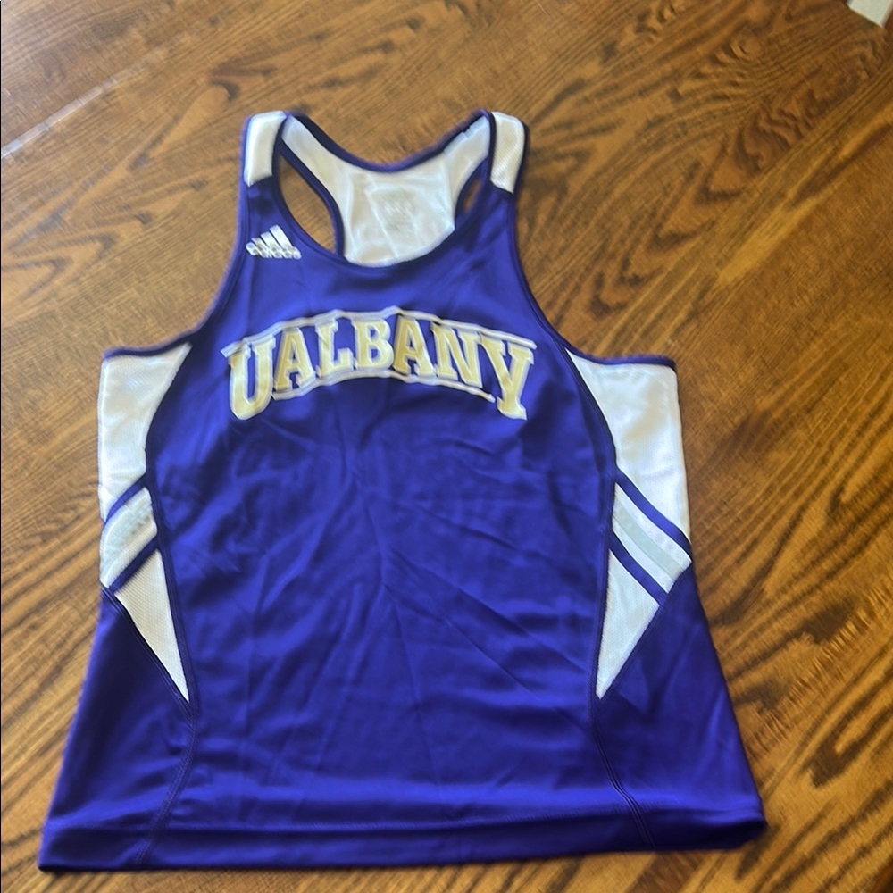 NWOT Adidas UAlbany Purple running singlet / Tank Top ClimaCool size small
